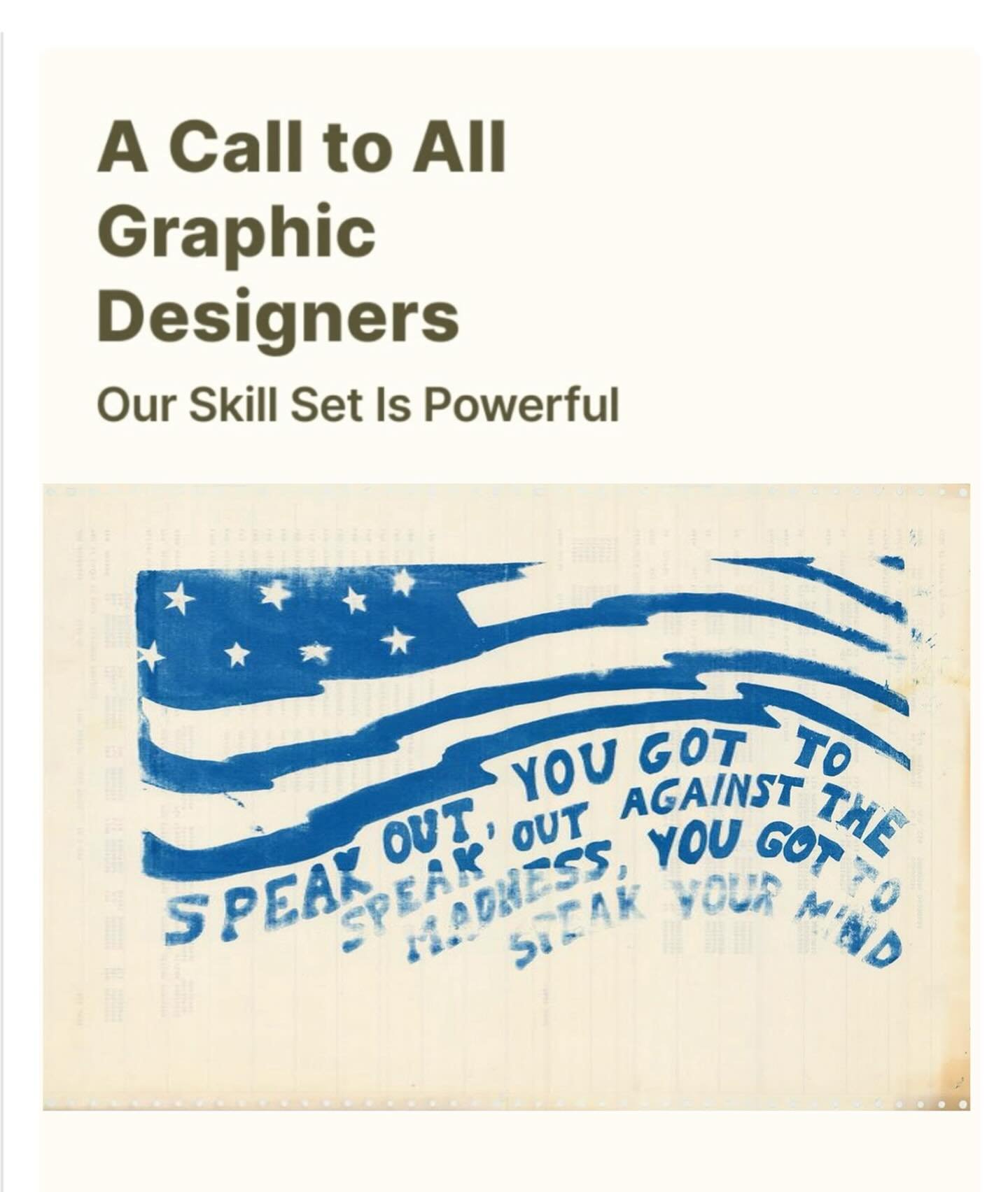 A Call to Every Graphic Designer. Yes, you.

If you are a graphic designer, I urge you to muster up the courage and take a stand against this terror using your skillset. Our abilities have the power to educate, to inform, to warn, and to empower. Use