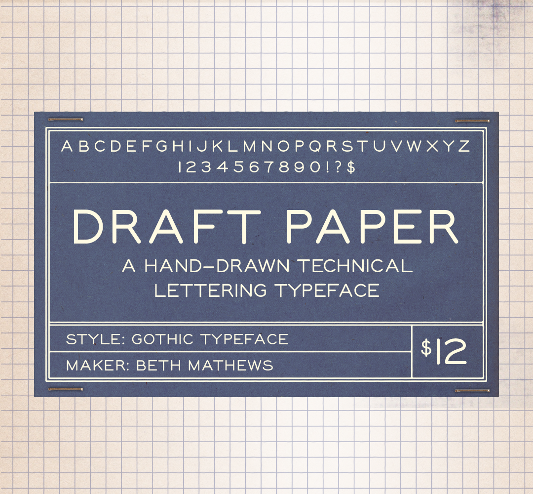 Beth Mathews Design — Draft Paper Font – Vintage Industrial Font