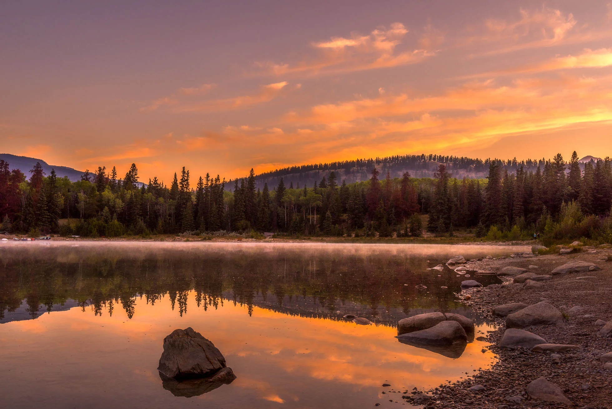 Sunrise at Patricia Lake in Jasper National Park 
