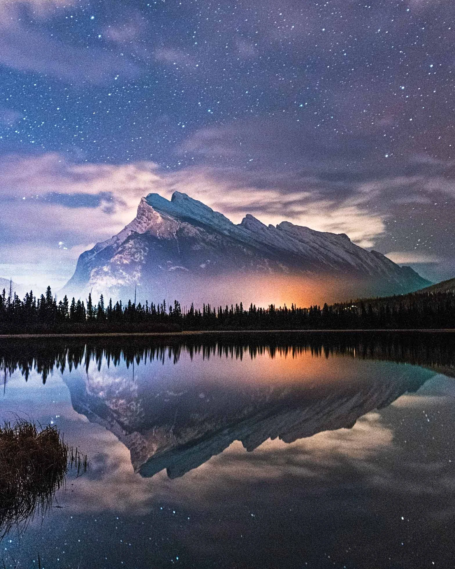 Starry night over Mt. Rundle