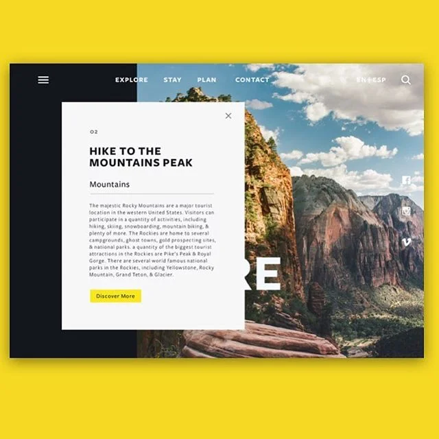Daily UI #16 #Popup

#uiux #webdesigner #application #studio #creative #rockymountains #peak #yellow #dowhatyoulove #website #sketch #ill #discovery #travel #mondaymotivation #interface #interaction #css #developer #logodesinger #appdesign #simplicit
