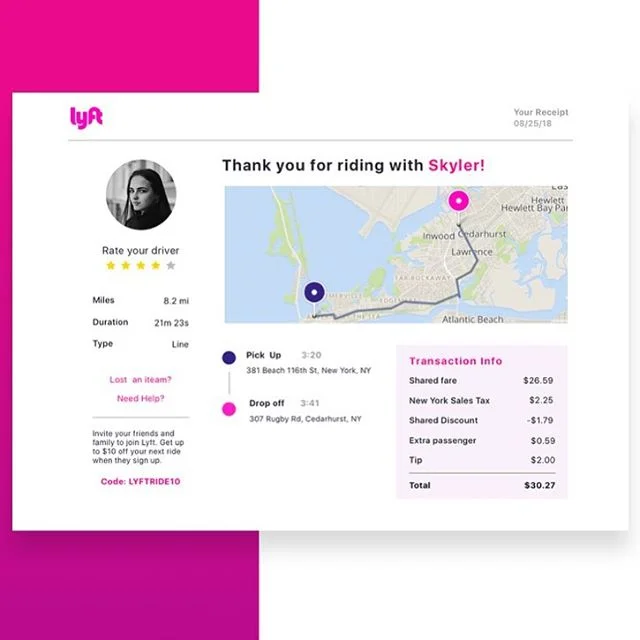 Daily UI #017 Email Receipts 
#dailyui #uiux #uidesign #studio #creative #webdesigner #lyft #email #interactive #webapp #designer #graphicdesign #sketchapp #wireframe #freelance #web #code #developer #newyork #digitaldesign #application #tuesday #log