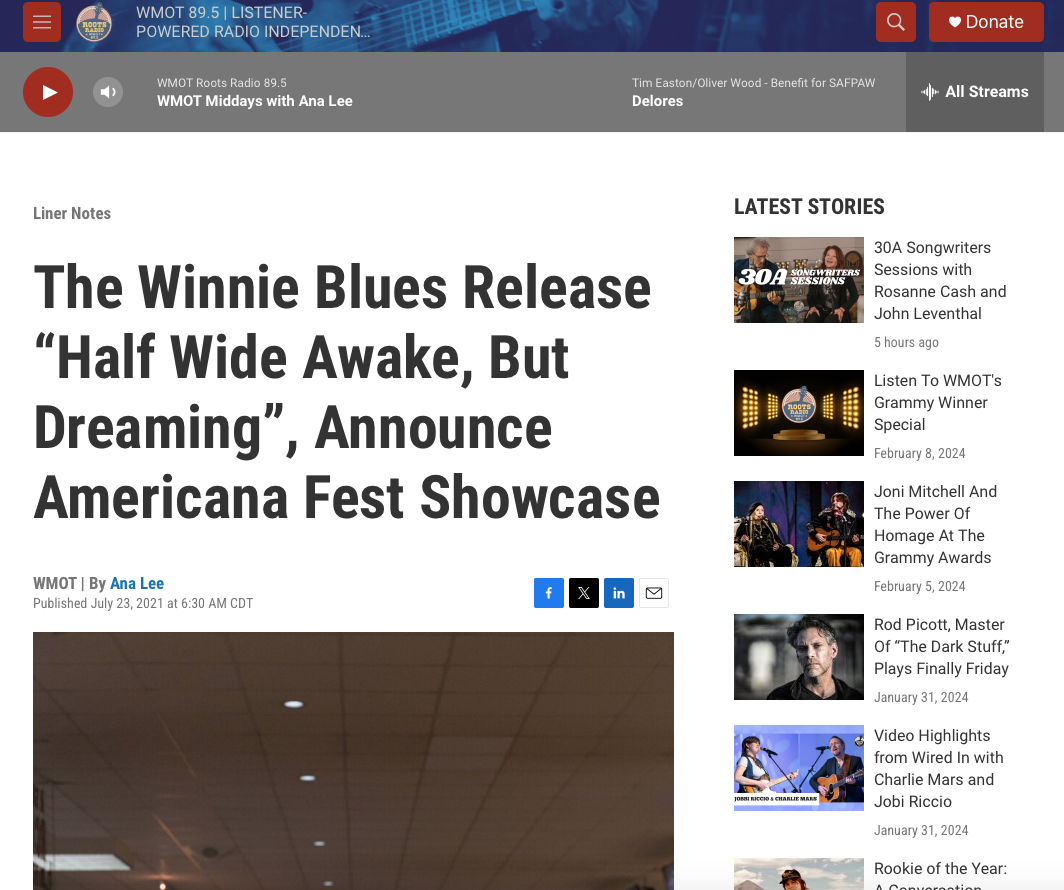 The Winnie Blues: WMOT Radio Feature