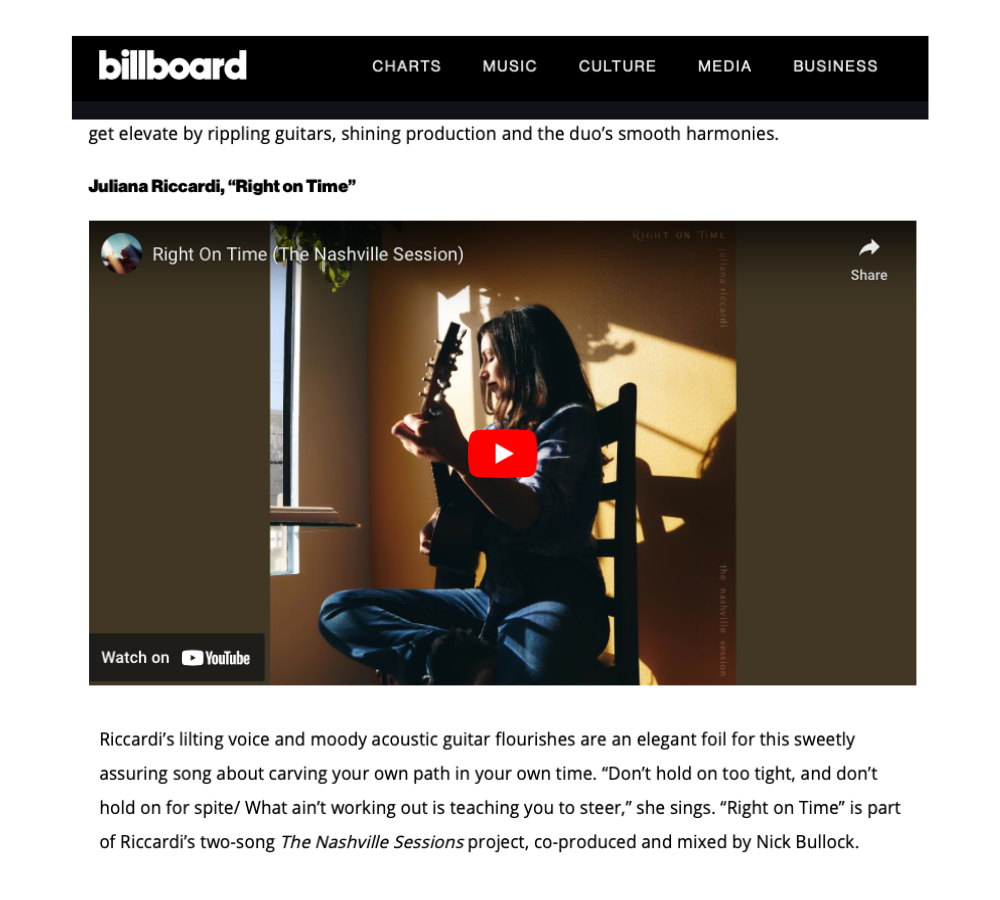 Juliana Riccardi: Billboard Feature