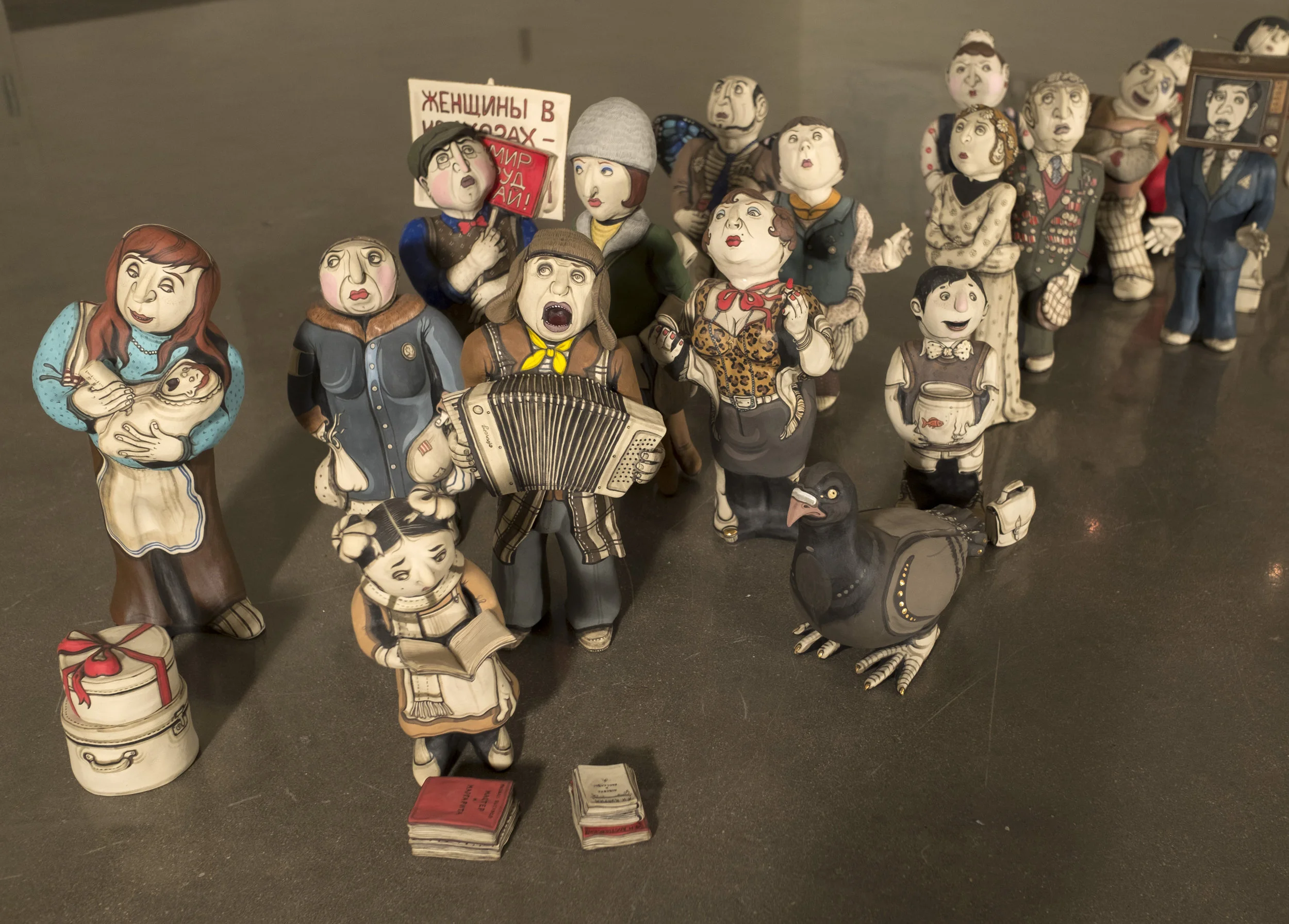 The Queue. Stoneware and underglaze, cone 6, variable dimensions, 2016