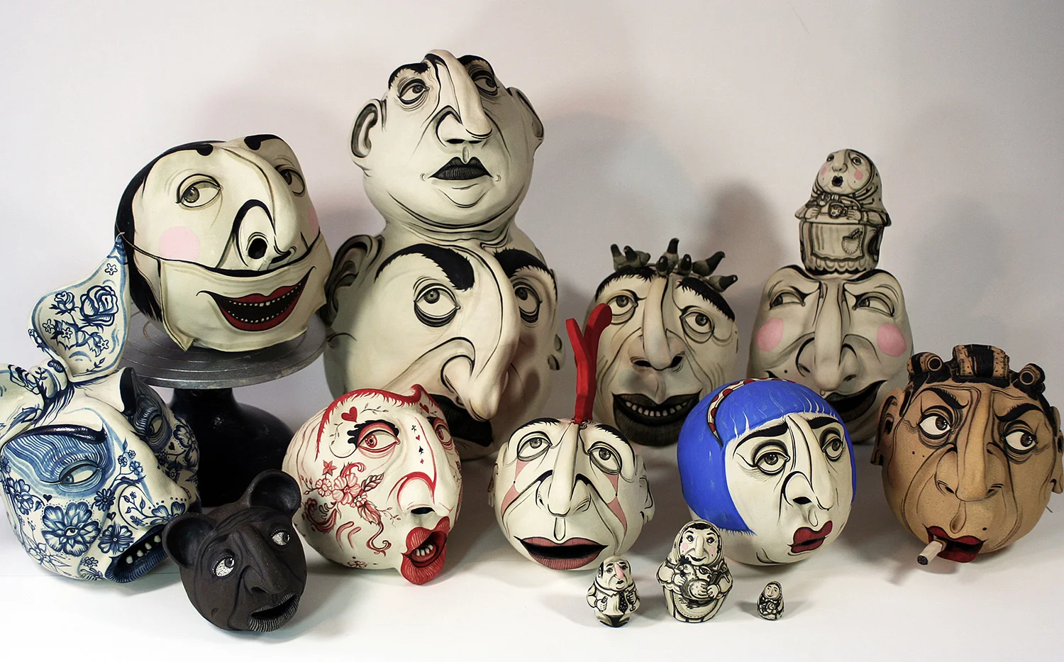 Dinner for Thirty Souls. Stoneware and underglaze, cone 6, variable dimensions, 2014