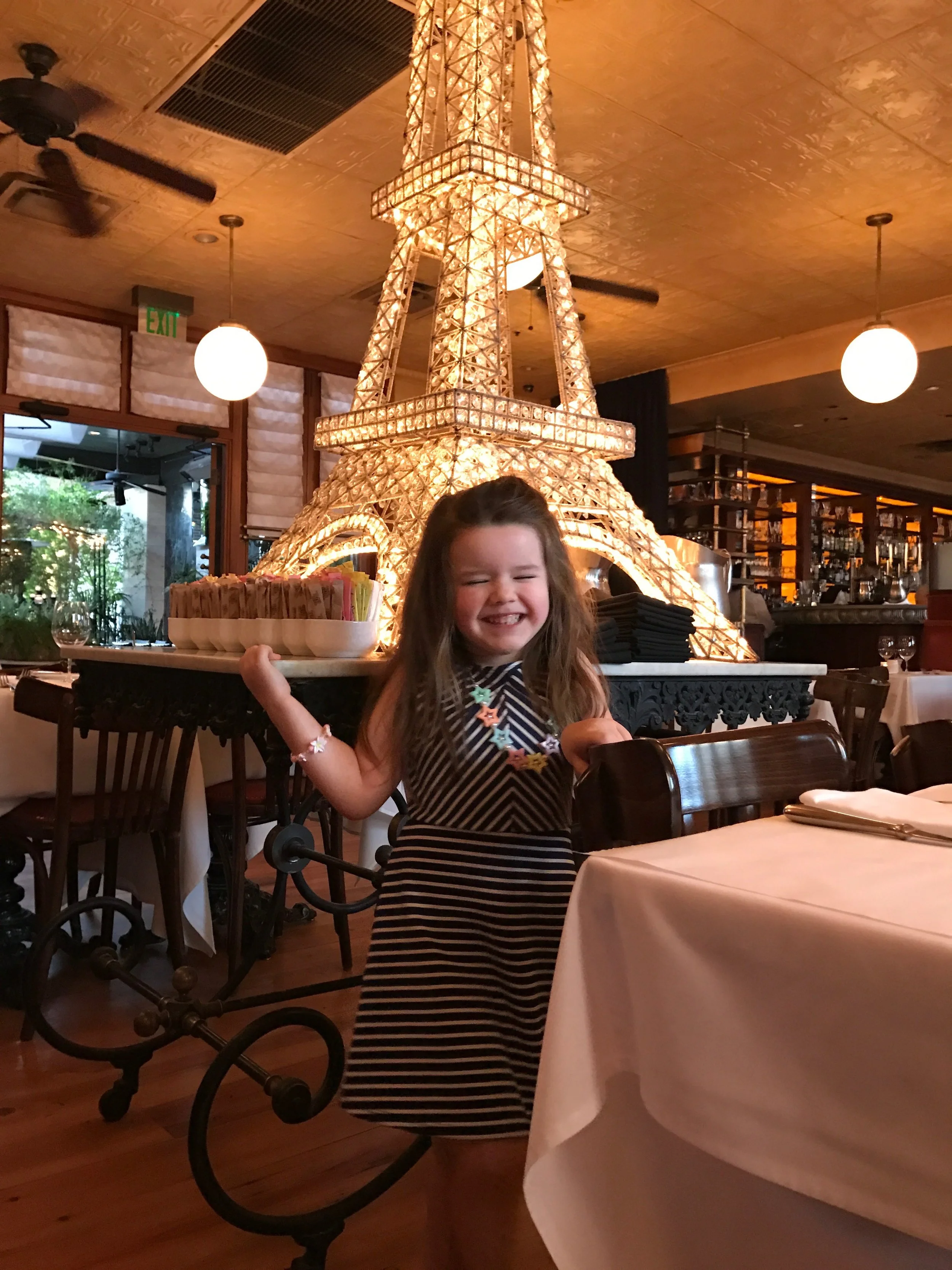 Zinc bistro with le tour eiffel. We practiced our French sophistication.
