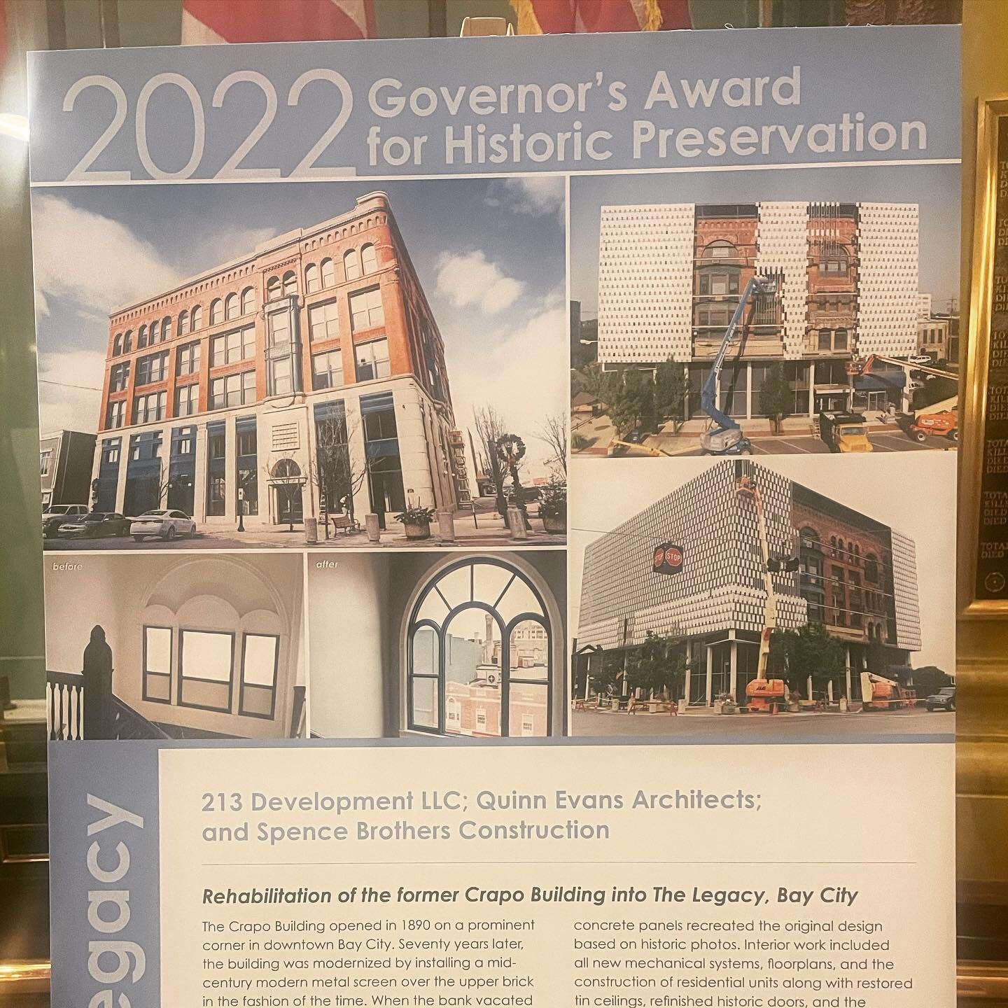 We took a trip down memory lane today reflecting on the redevelopment of The Legacy. Proud to have received this recognition among so many incredible projects across the state. 
As a mom to a 3rd grader who toured the Capital last month, seeing the k