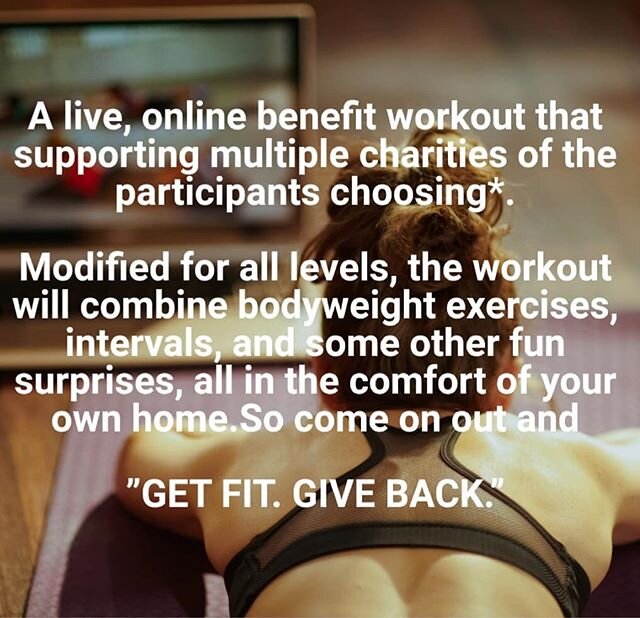 Wednesday, May 27th at 7PM.
.
Join our trainers for another online benefit workout and choose the charity we donate to.
.
Full details at link in bio.
.
.
.
.
.
.
.
.
.
.
#benefitworkout #charityworkout #benefit #onlineworkout #zoomworkout #onlinetra