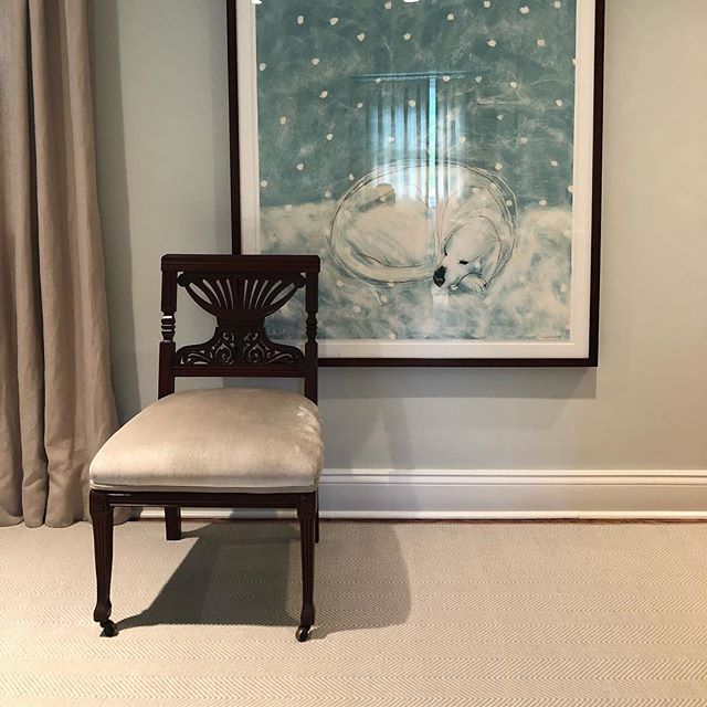 It&rsquo;s amazing how much a new carpet can update a room!  Even more exciting when you were able to make it out of an awesome remnant! #remnantsection #bargainupgrade #interiors #interiors123 #masterbedroom #bluebedroom #homeinteriors #paulaschuett