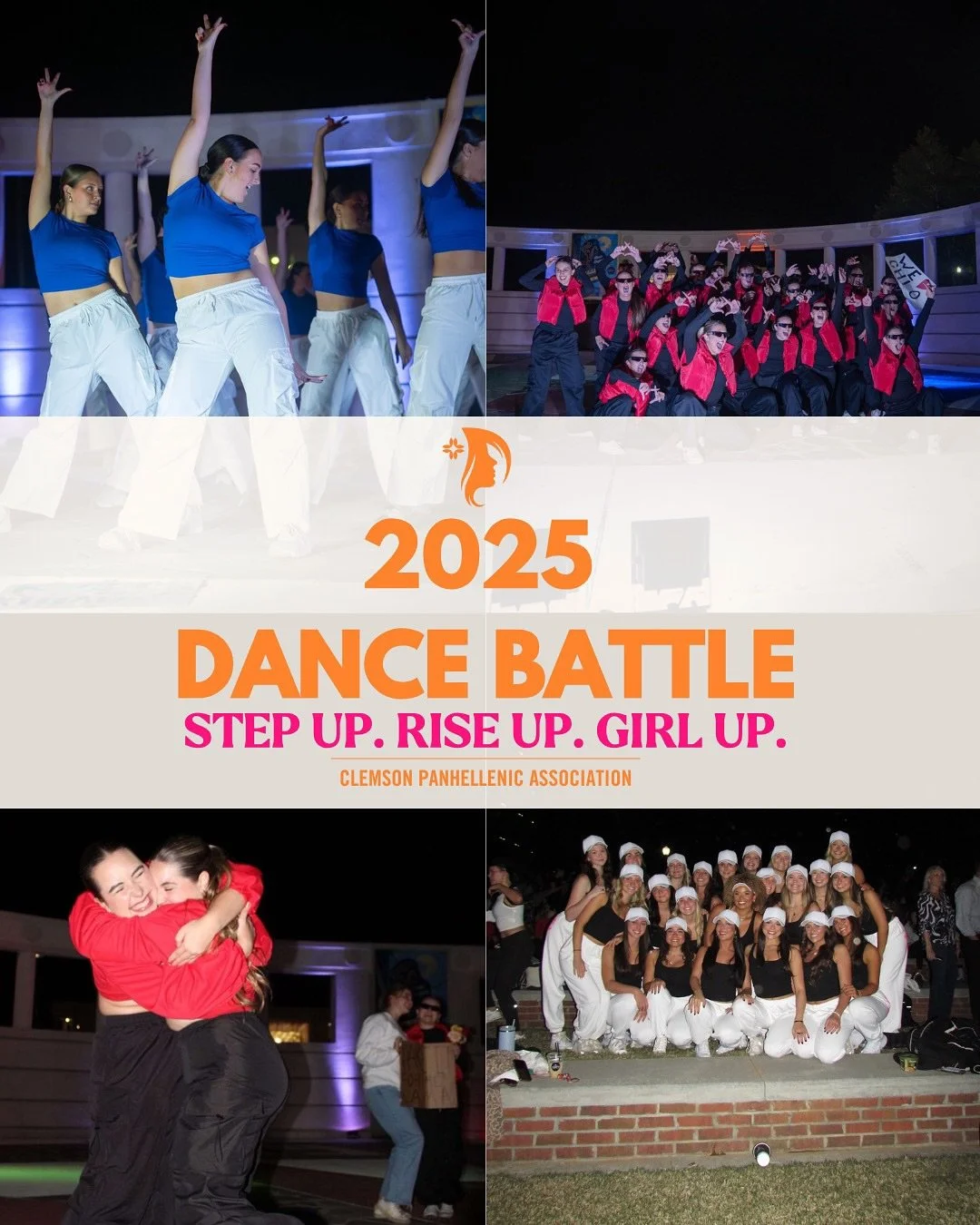 Clemson Panhellenic&rsquo;s Dance Battle is ONE WEEK AWAY! 

This year&rsquo;s theme, &ldquo;She Runs the World&rdquo;, celebrates the power and confidence of women everywhere while raising money for @girlupgvl ! We can&rsquo;t wait to see everyone a