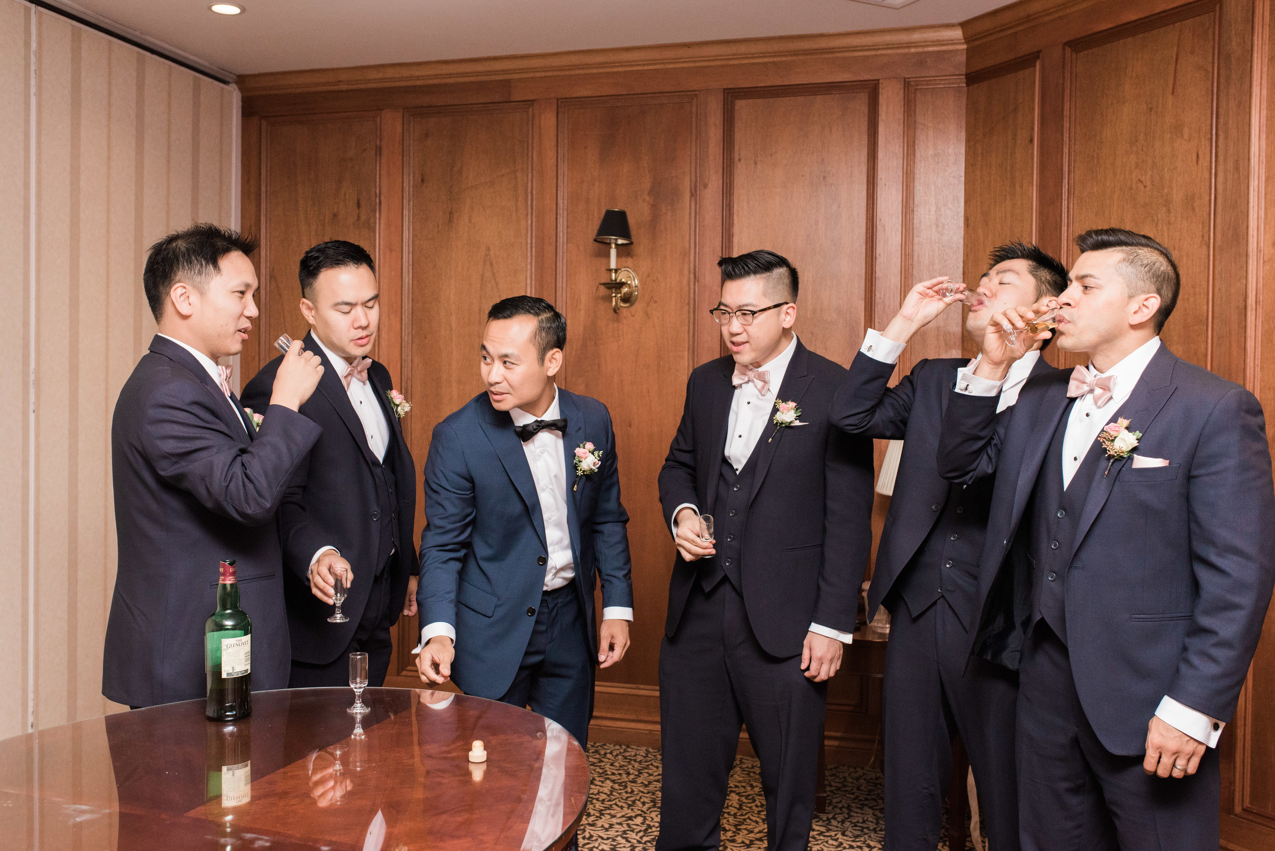 groomsmen drinking