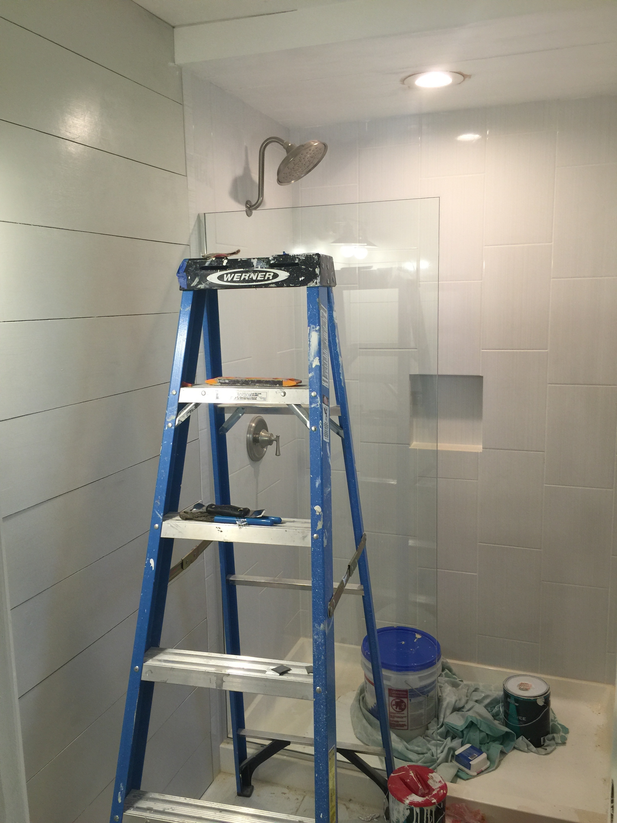 Here's the wall after one coat of paint.
