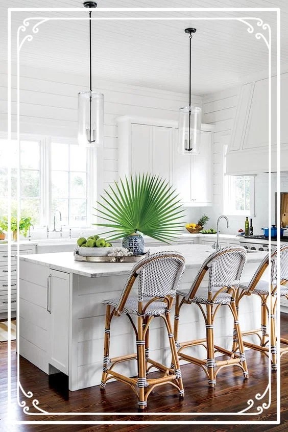 Give your kitchen island a quick face-lift. What a beautiful coastal feel! (photo from: countryliving.com)