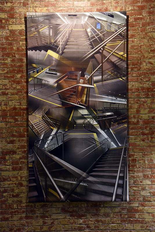 34th Street Station (Stairs) , 2016, Digital print on banner material, installation shot, 49 x 96”
