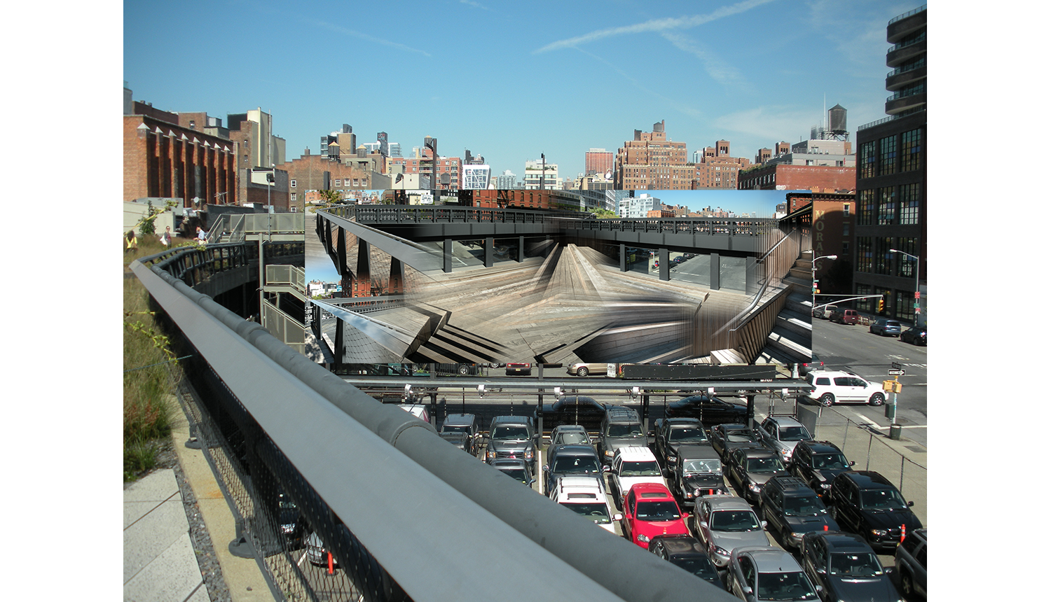   The Stage,  Visualization of a digital mural, as seen from the High Line, 2011 