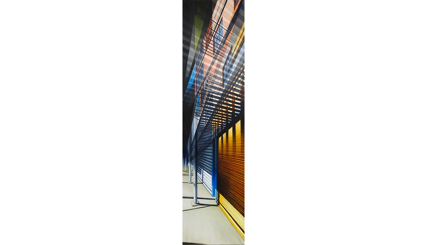 Fire Escape , 2016, Acrylic on linen, 18 x 72”