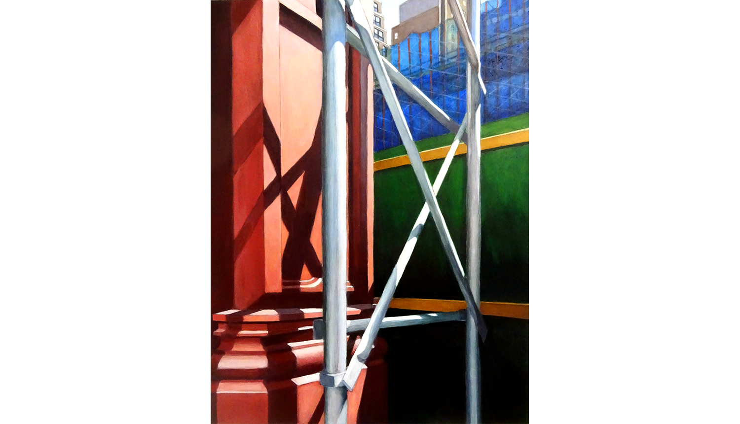 Fencing , 2017, Acrylic on board, 12 x 16"