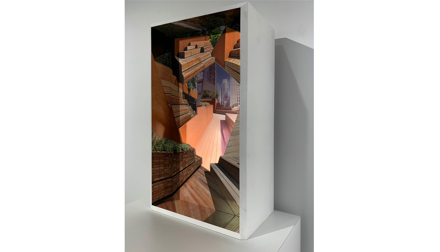     The Spur,  2019 Digital prints mounted on Plexiglass and MDF 27 x 14 x 8”      