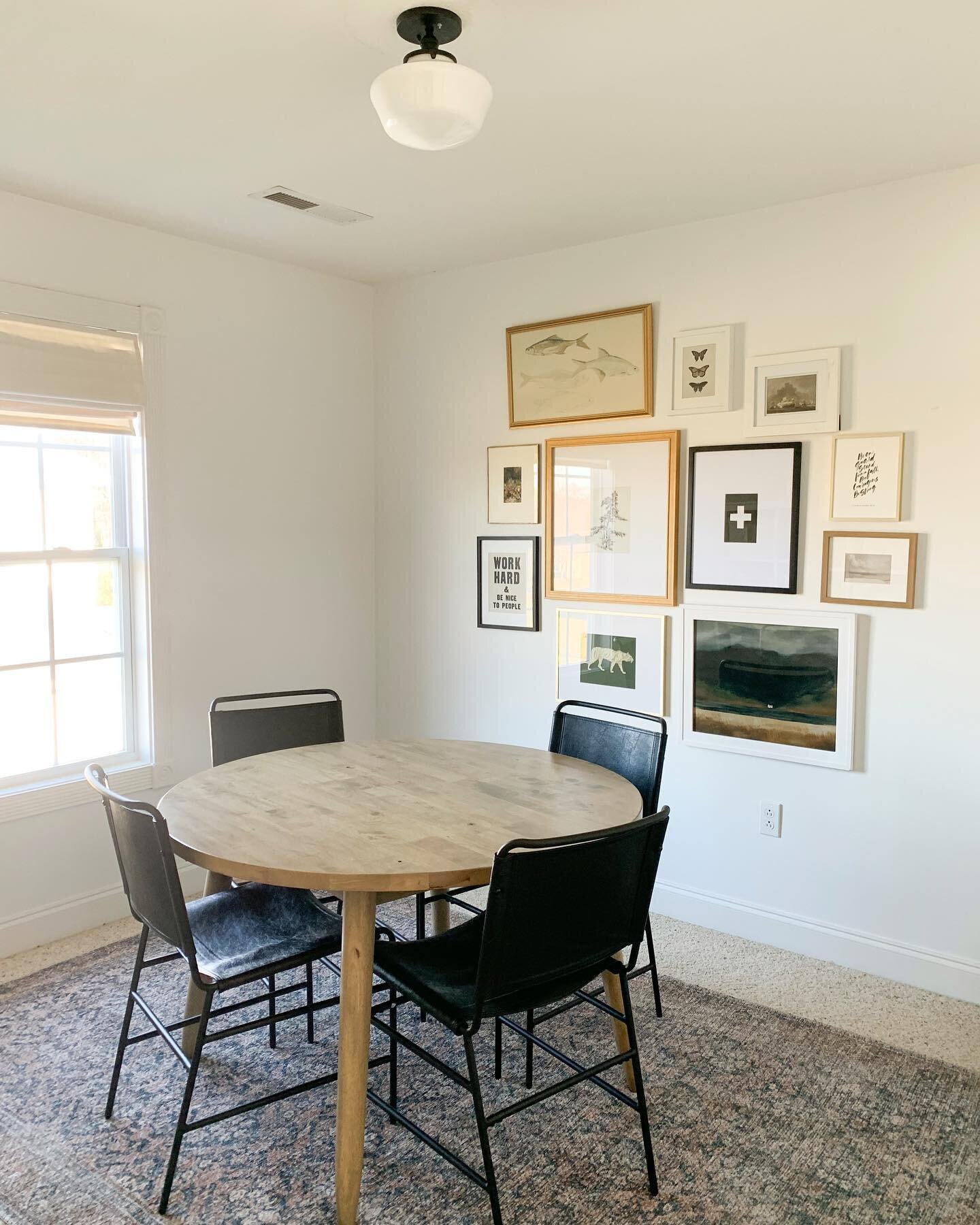 A school room update! Swipe for the before.The art wall is complete and I&rsquo;m so excited about it. I&rsquo;ve only been dreaming about this room for 2 years now. The goal was to create a space that anyone could use for work, school, puzzles or ga