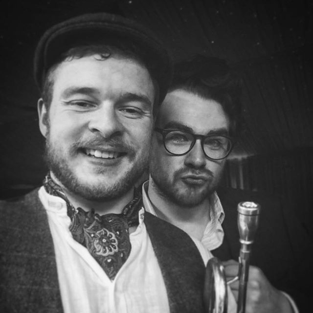 Our vintage horns, George and Dan, feeling fabulous #trumpet #clarinet #sax #jazz #liverpool #pout #menwithbeards #glasses #bw #monochromatix
