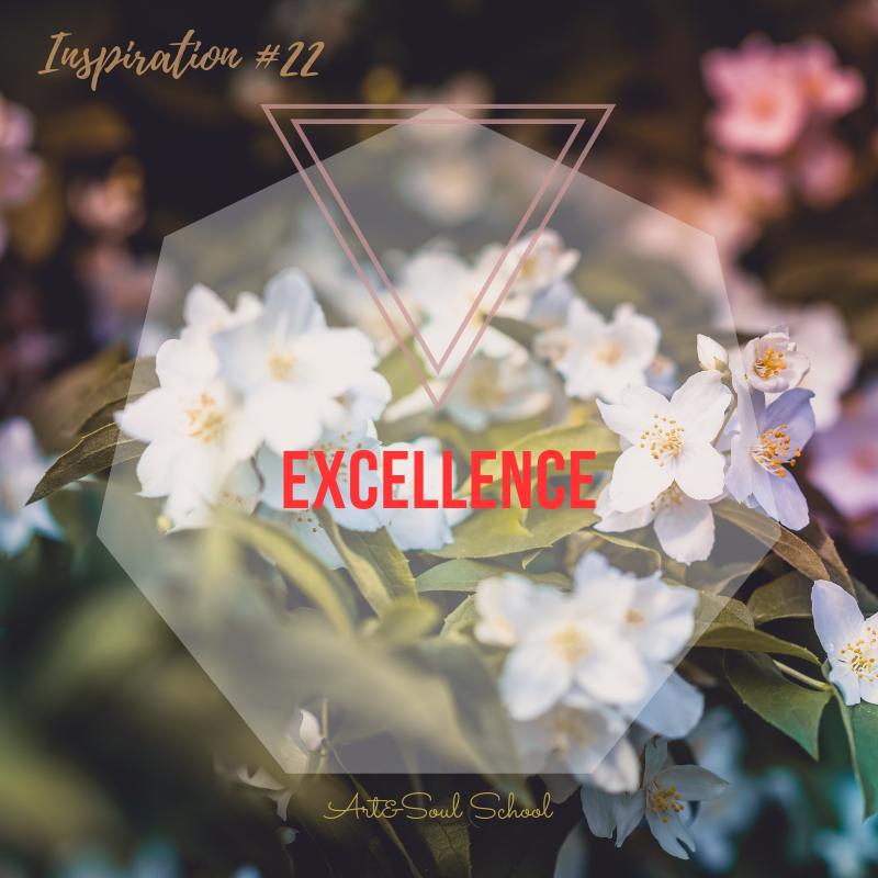 EXCELLENCE Excellence comes from Joy. Whatever is done with a joyful mind is done properly, is done in a perfect sense of being aligned with the only worlds. So excellence can be seen as the most powerful way to show your spirit. Take action. Do what you love and you can be sure that this is excellent. All fear of not being good enough is extinguished at once This feeling is just not existent anymore. The feeling of not being good enough has no place when you do things from your heart when you act with the vision of happiness and joy from within.