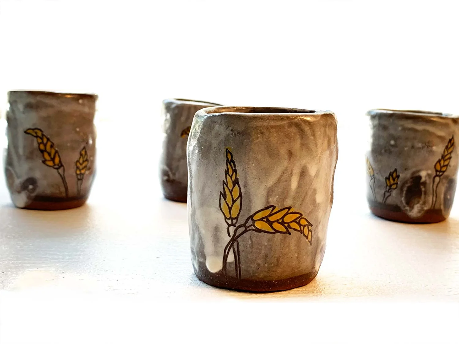 Small Ceramic Whiskey Cups and Tray Set - Rebecca Gerendasy Clay - Art