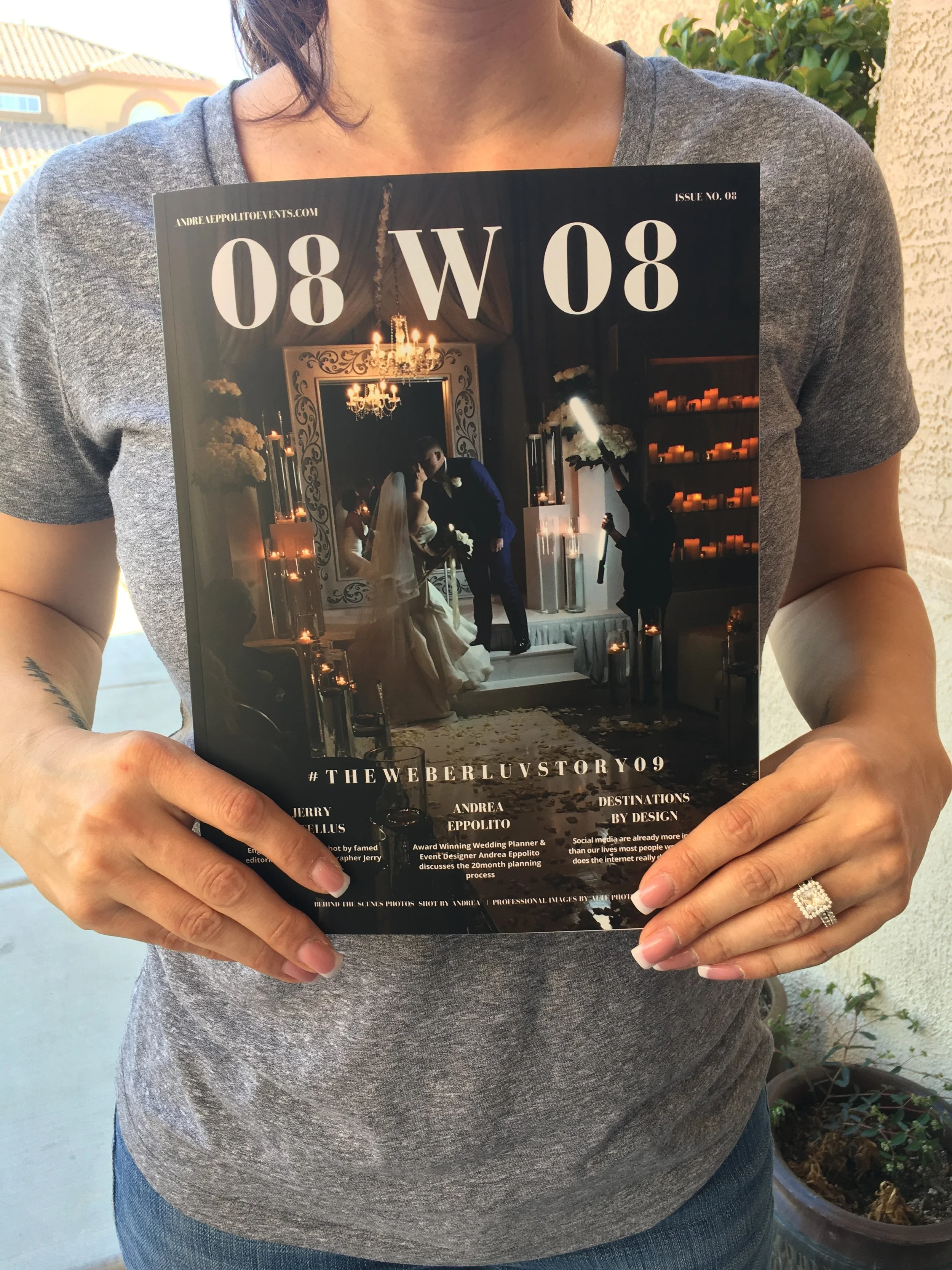 Jennifer Weber holding her LUXE Edition of The Wedding Editorialist. Created b y Las Vegas Wedding Planner Andrea Eppolito. 