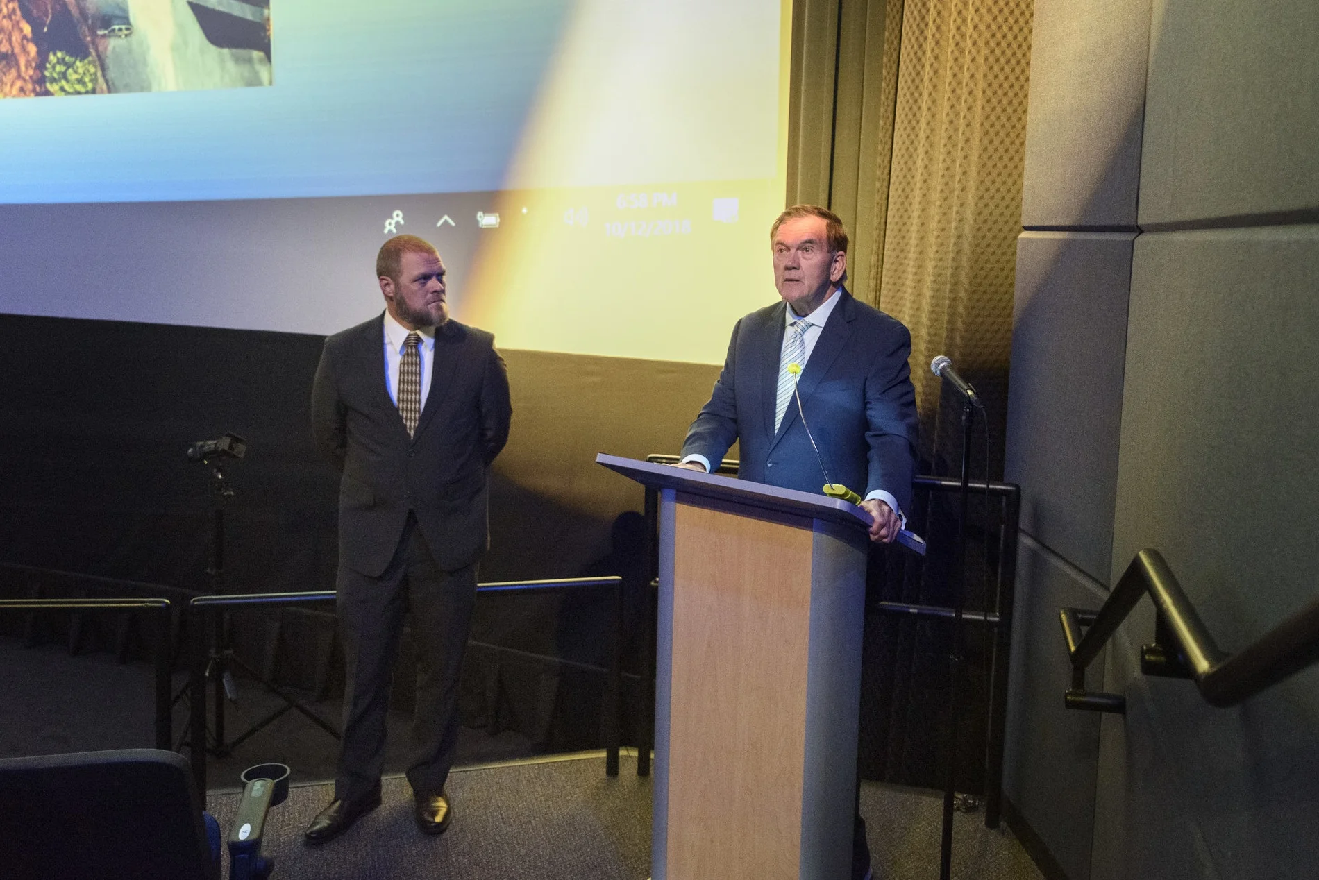 Presque Isle Park Complex Operations Manager Matt Green (left) Former PA Governor & Secretary of Homeland Security Tom Ridge (right) 2018 Sunset Celebration