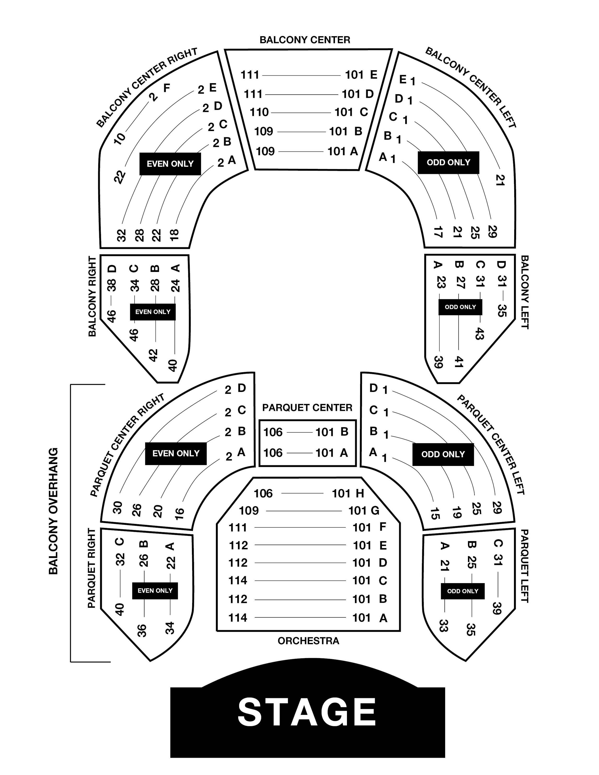 The Music Hall Seating Chart