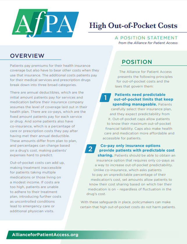 High Out-of-Pocket Costs: A Position Statement