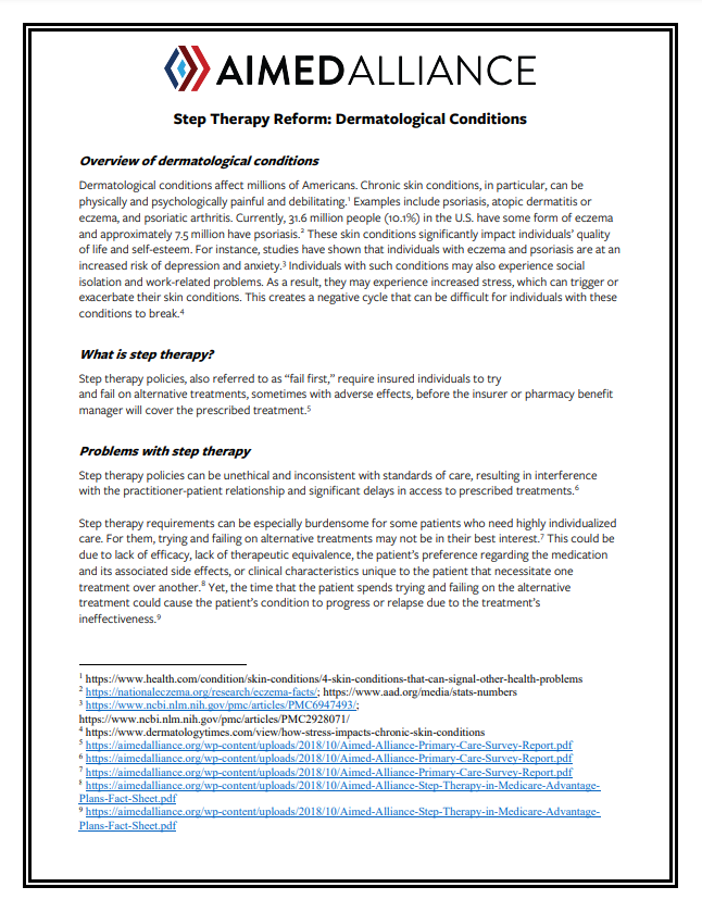 Step Therapy Reform: Dermatological Conditions