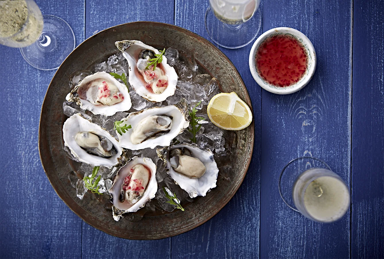 Oysters on Blue