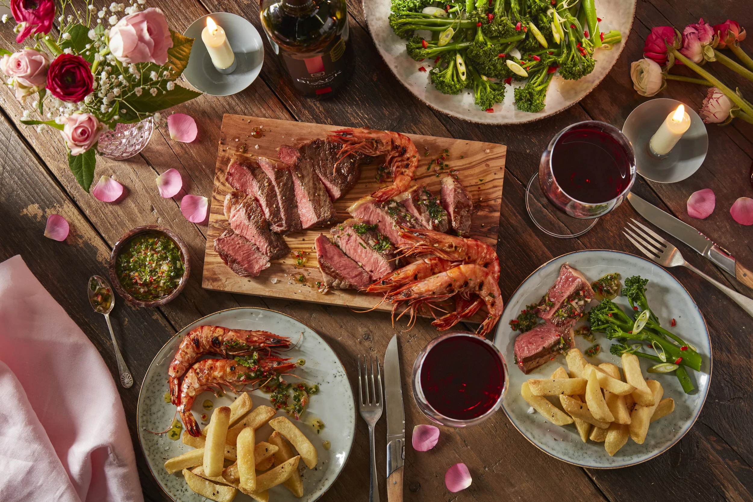 Iceland Valentines steak and prawns