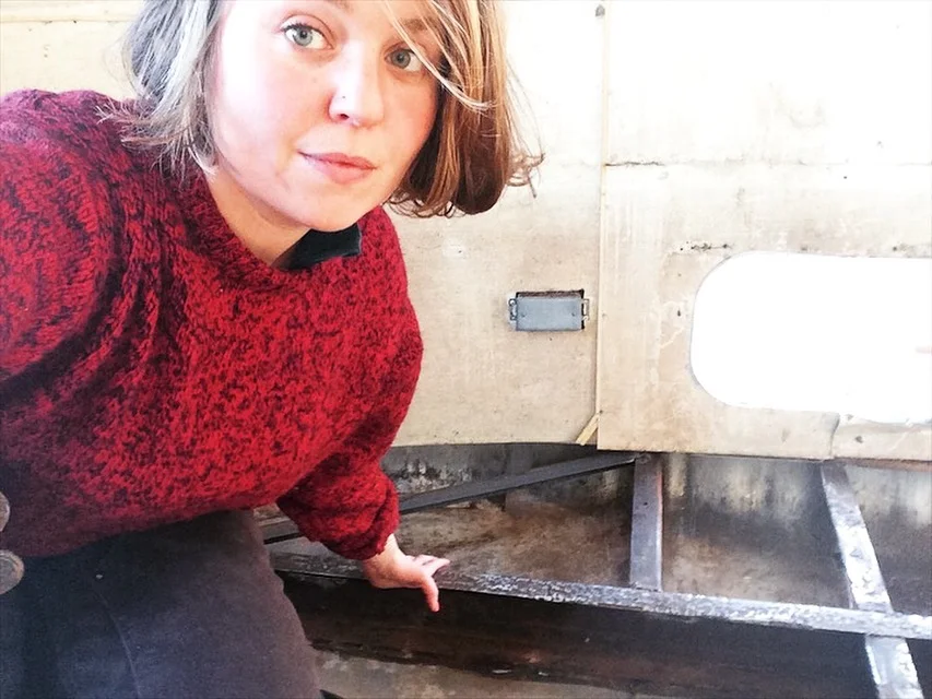 Dirt on the face, maneuvering around the beams. I'm getting lonely in the old Airstream but next week is a painting party!