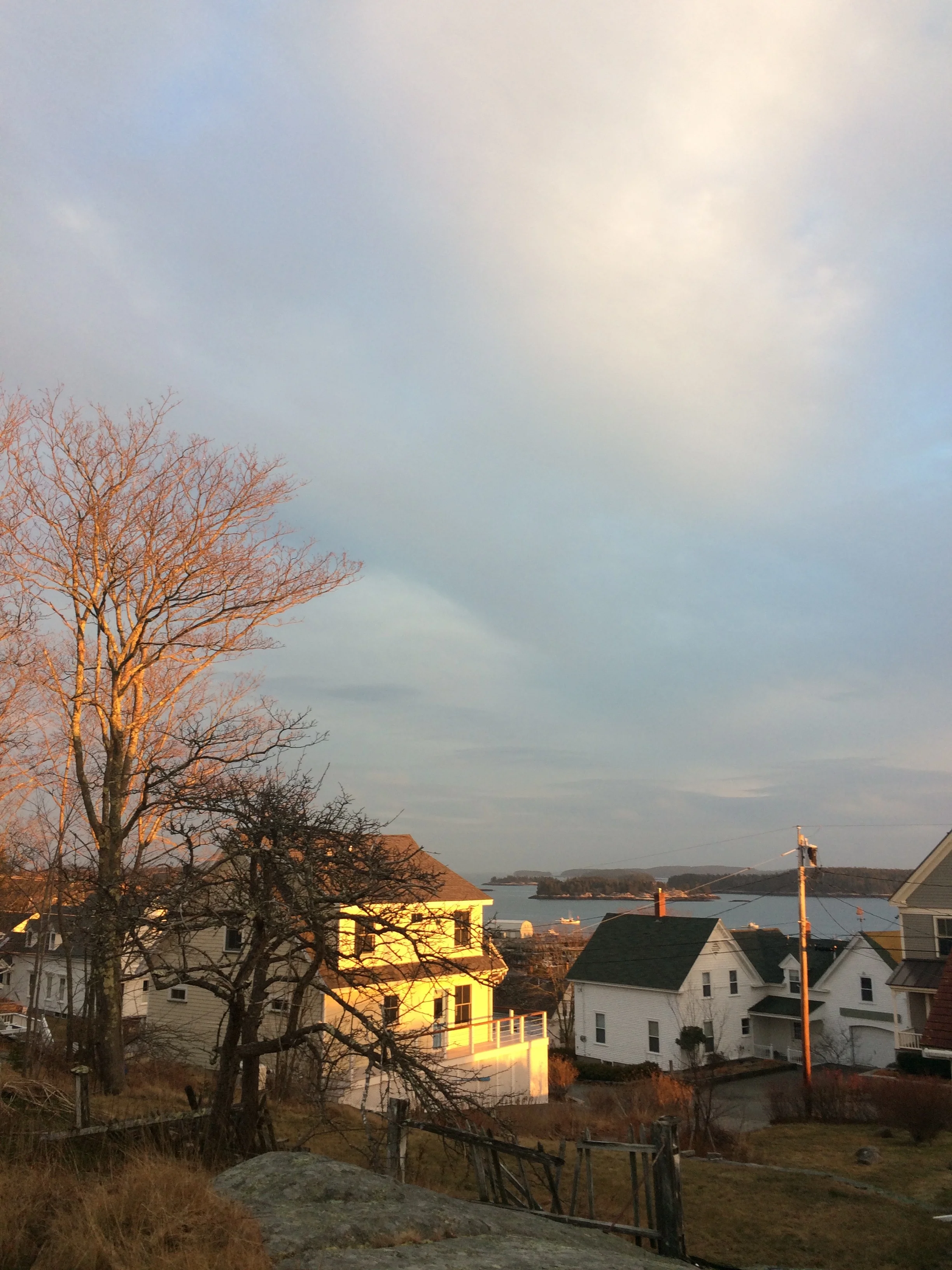 Evenings in my parent's backyard in Stonington, Maine. Just a few minutes from the worksite in Deer Isle. 