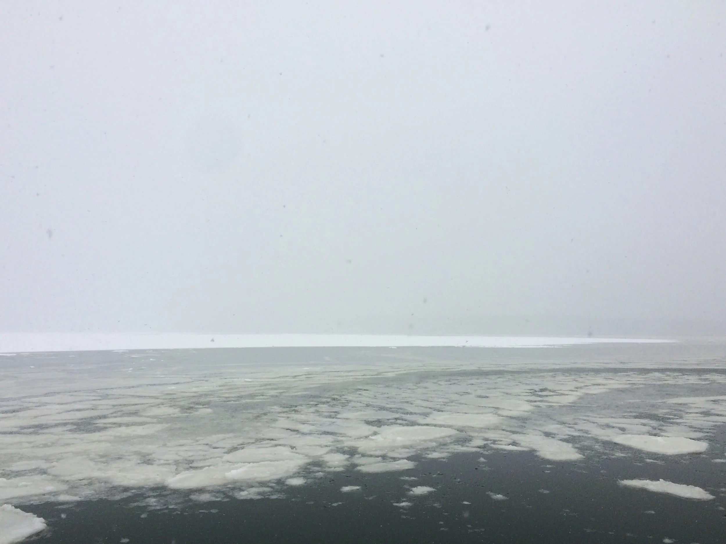 The ferry to Chebeague Island contends with icy waters, due to an unusually cold winter in Maine this year. 