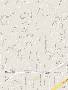 Map of the Bird Streets, off of Sunset Blvd.