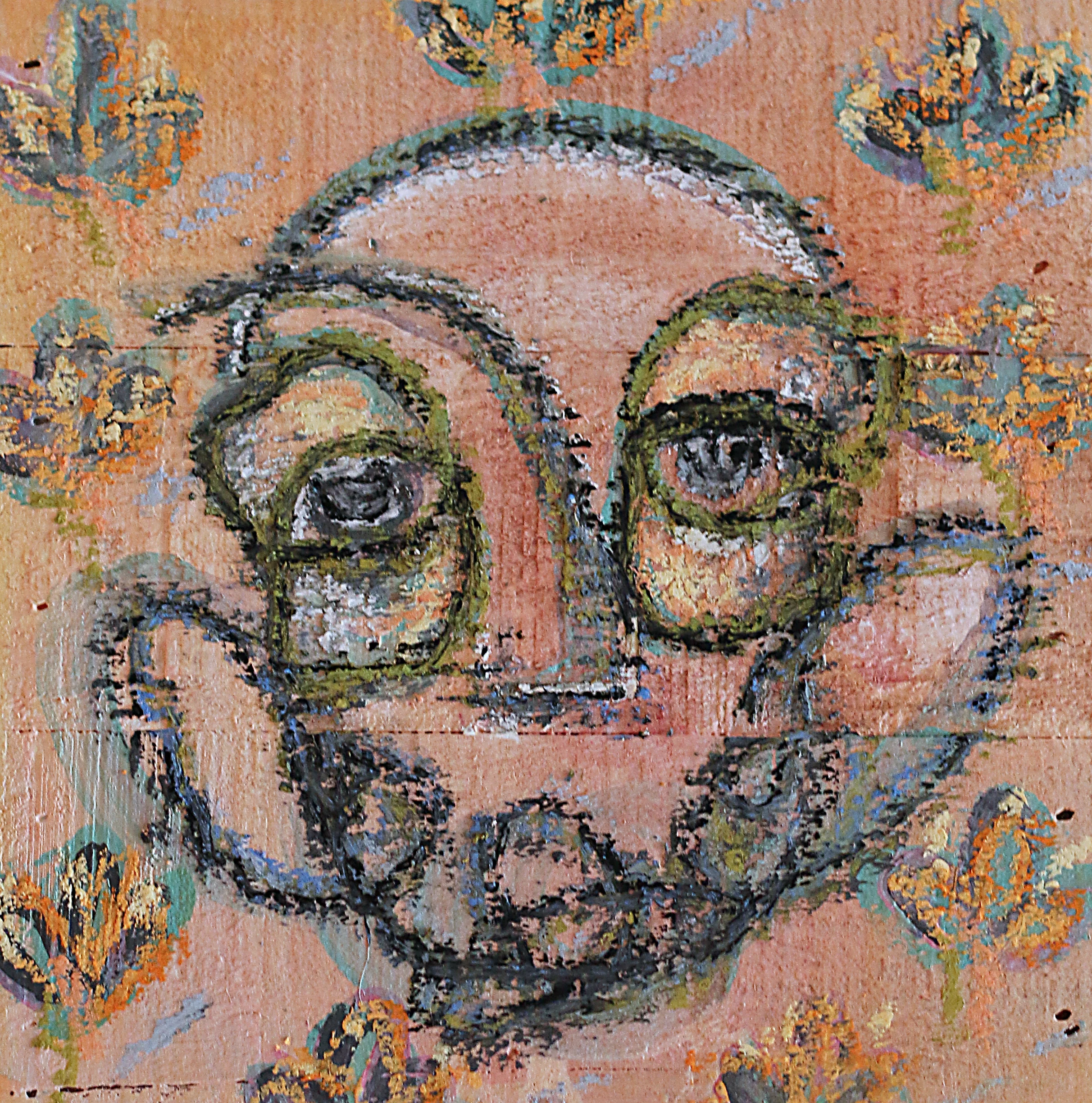 Untitled 6x6” Oil pastel on wood 2017