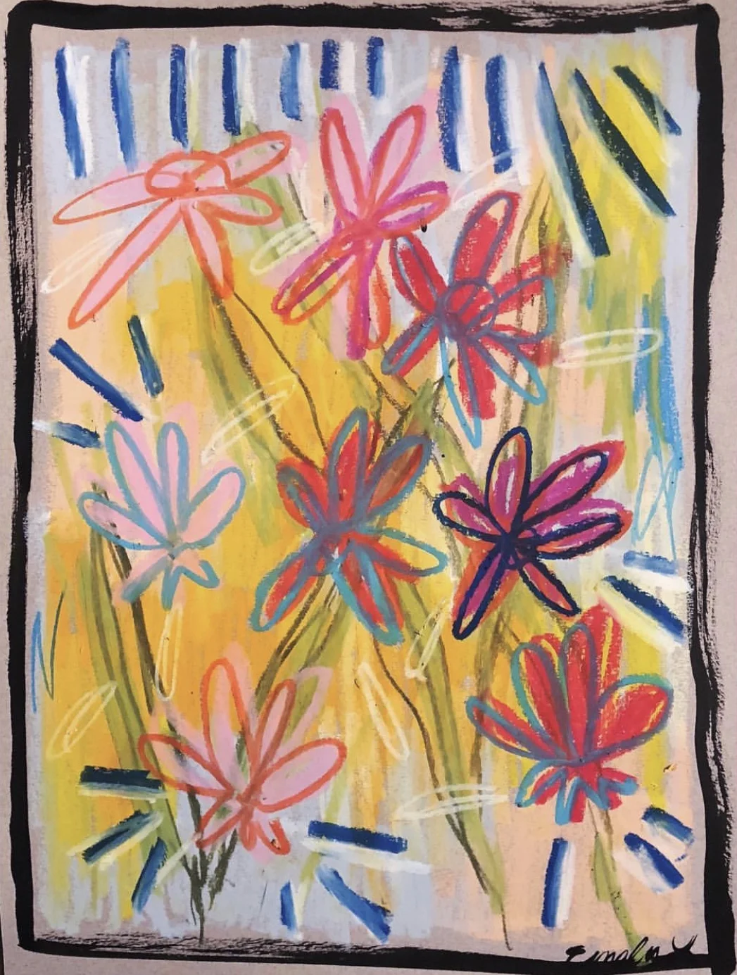 Untitled 12x16” Oil pastel and ink on paper 2018