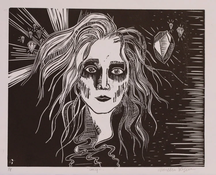 Untitled, 9x12” Linoleum relief print, 2015