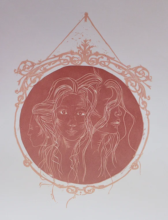 Untitled, 18x24” Reduction linoleum relief print, 2015