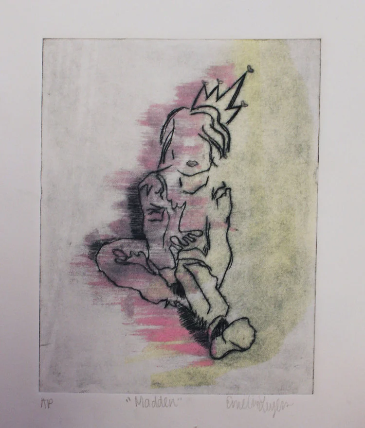 Madden, 5x7” Intaglio and mono print, 2015