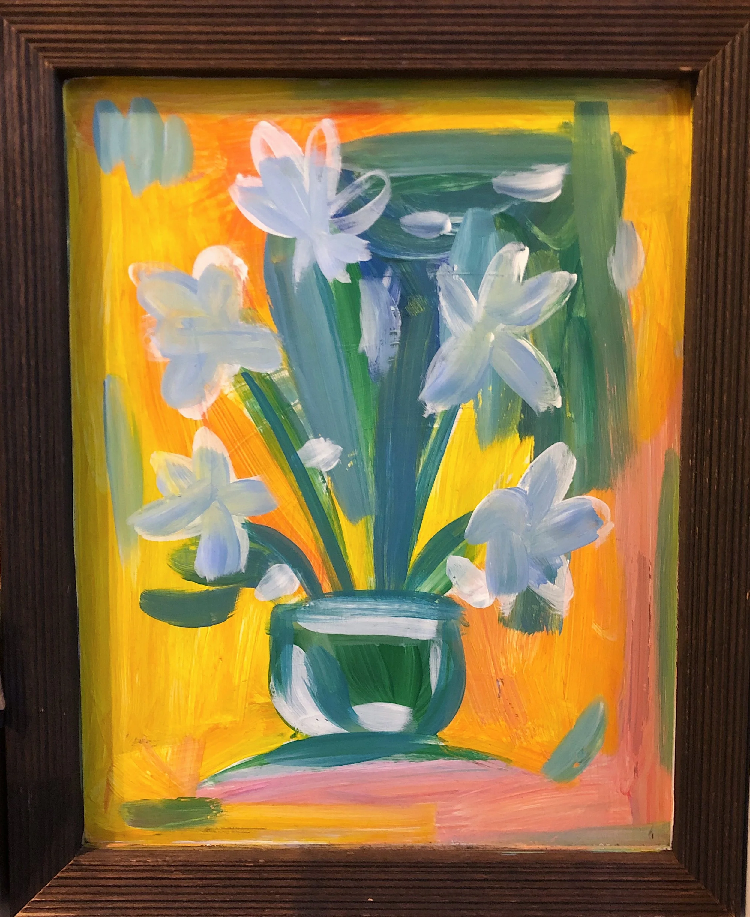 Untitled 9x12” Acrylic paint on glass 2018