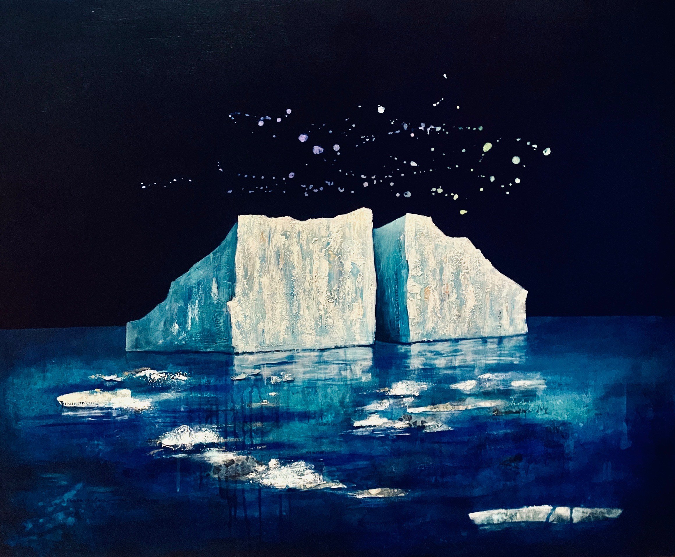 Icebergs At Night