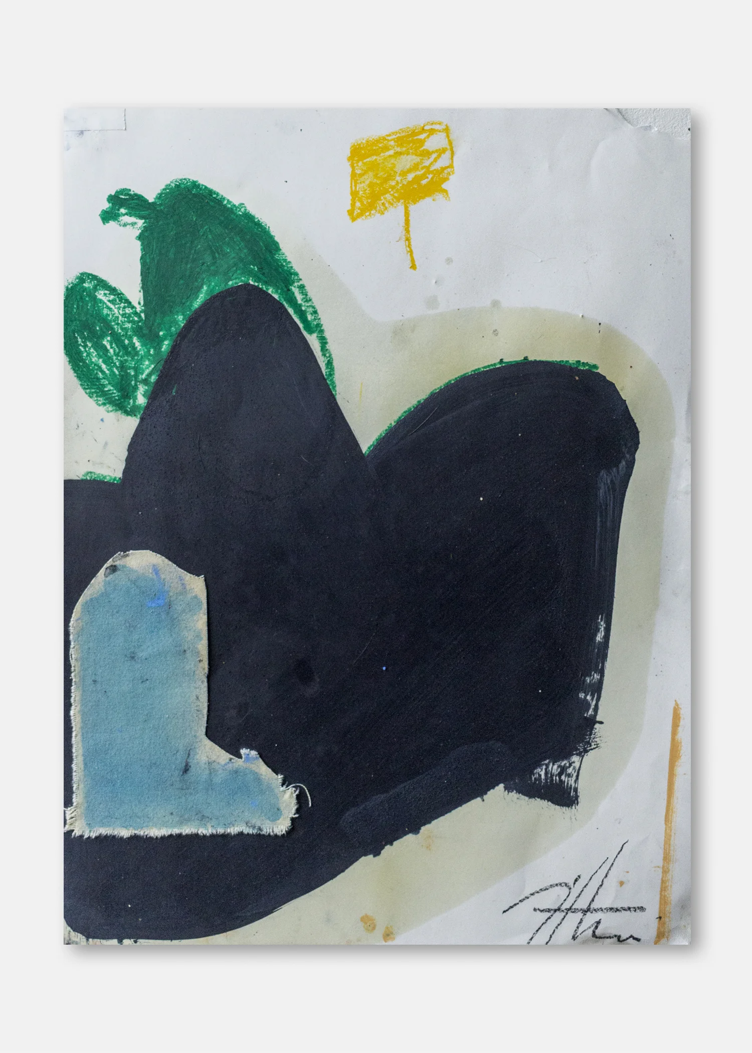 Untitled Oil, pigment and collaged fabric on paper 45.5 x 61 cm 24 x 18 in