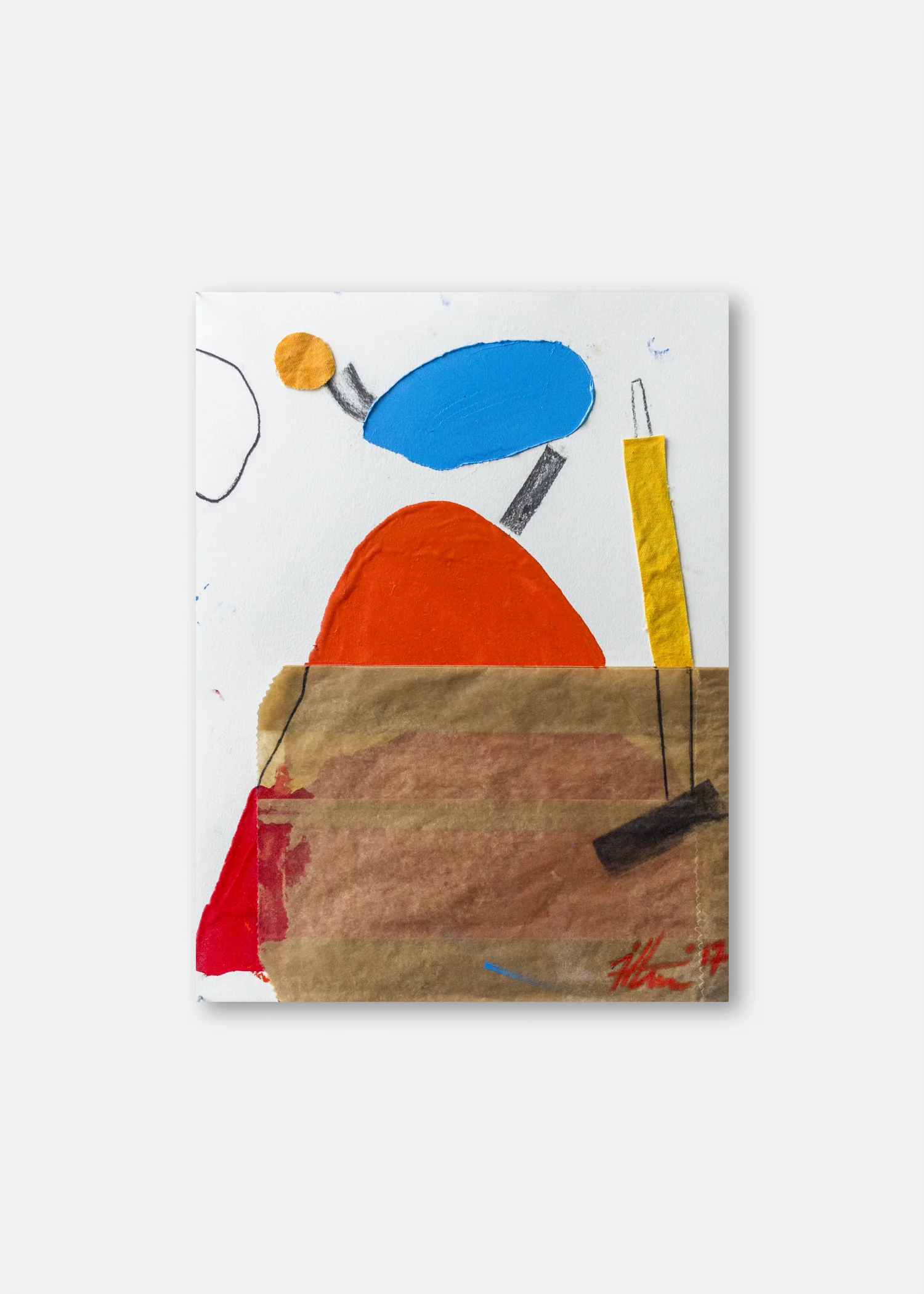 Untitled Pigment, charcoal, collaged paper & dyed cotton on cold pressed paper 300 gsm 41 x 31 cm 16 x 12 in
