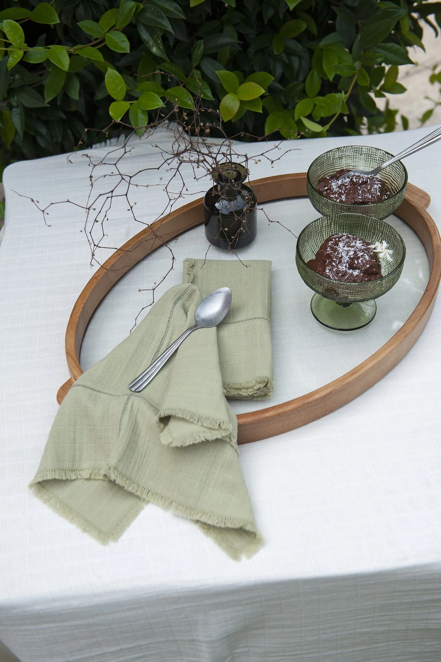 AW25_57_Set 2 Olive Green Cut & Sew Napkins Bottle Green blanket stitch.jpg