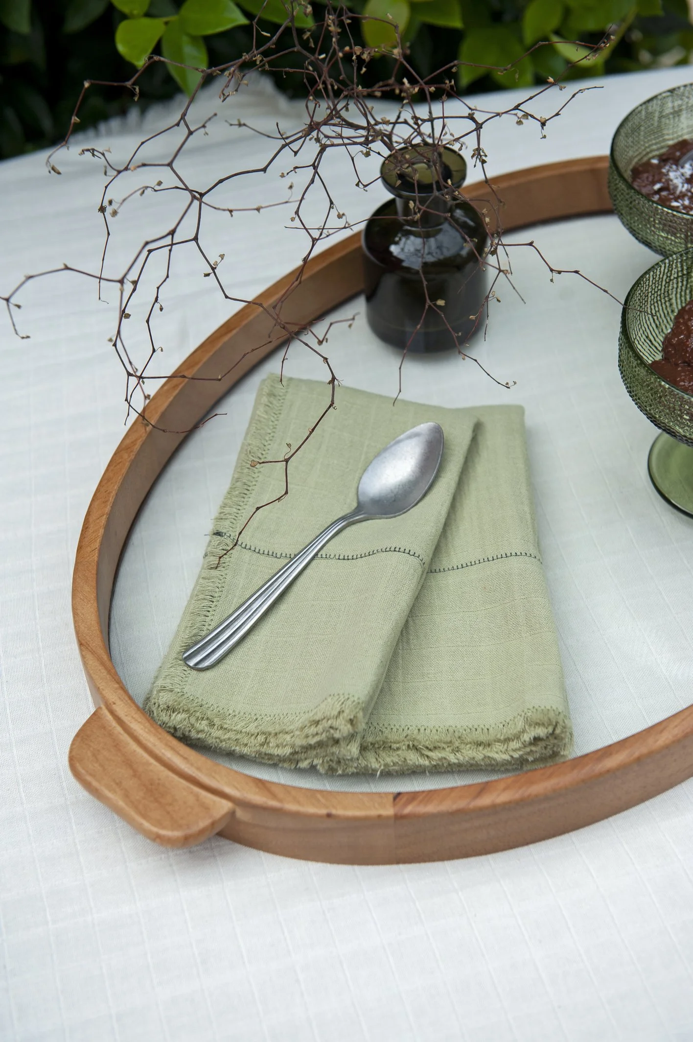 AW25_55_Set 2 Olive Green Cut & Sew Napkins Bottle Green blanket stitch.jpg