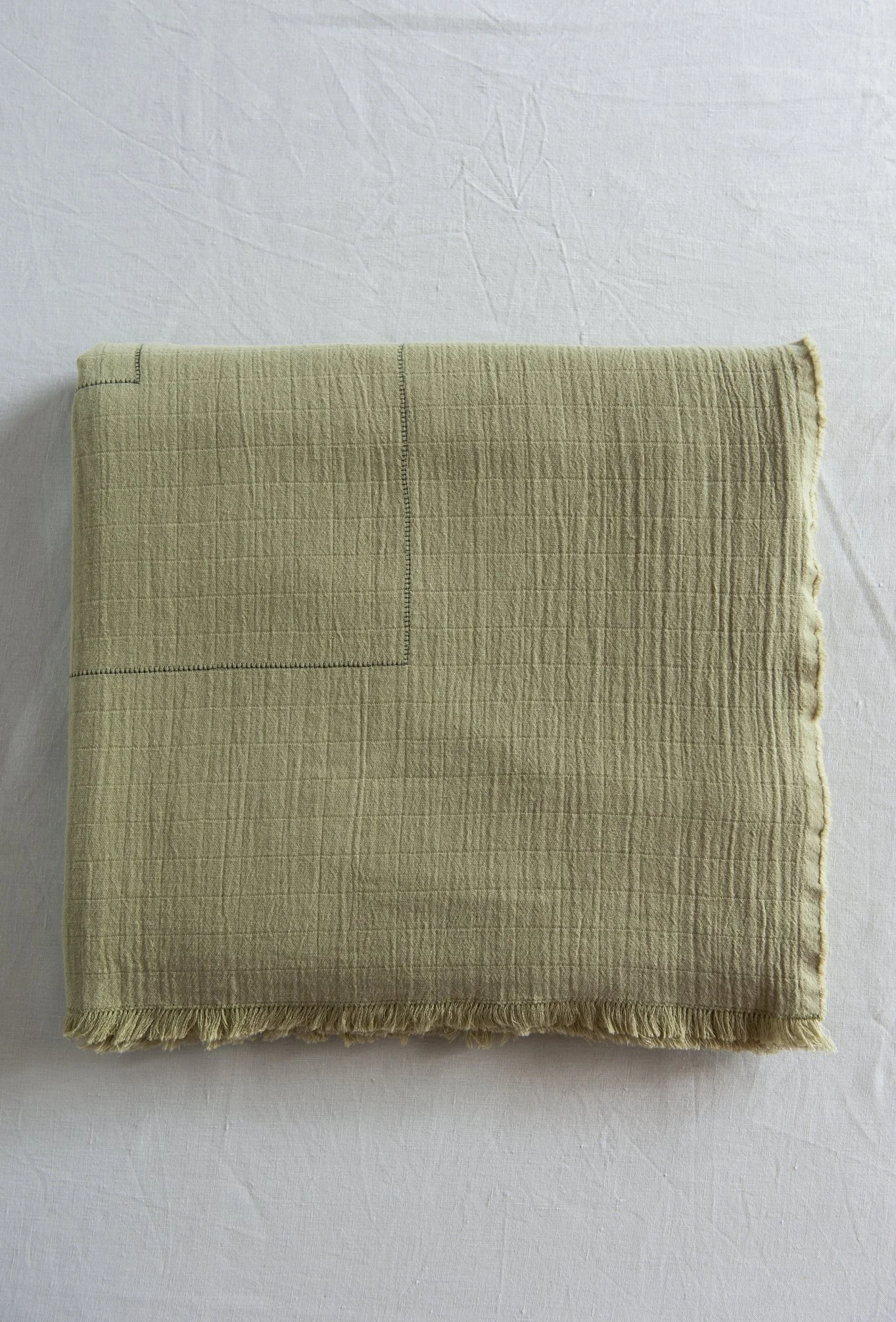 AW25_11_table cloth olive green with 2 blanket stitch frame bottle green_product .jpg